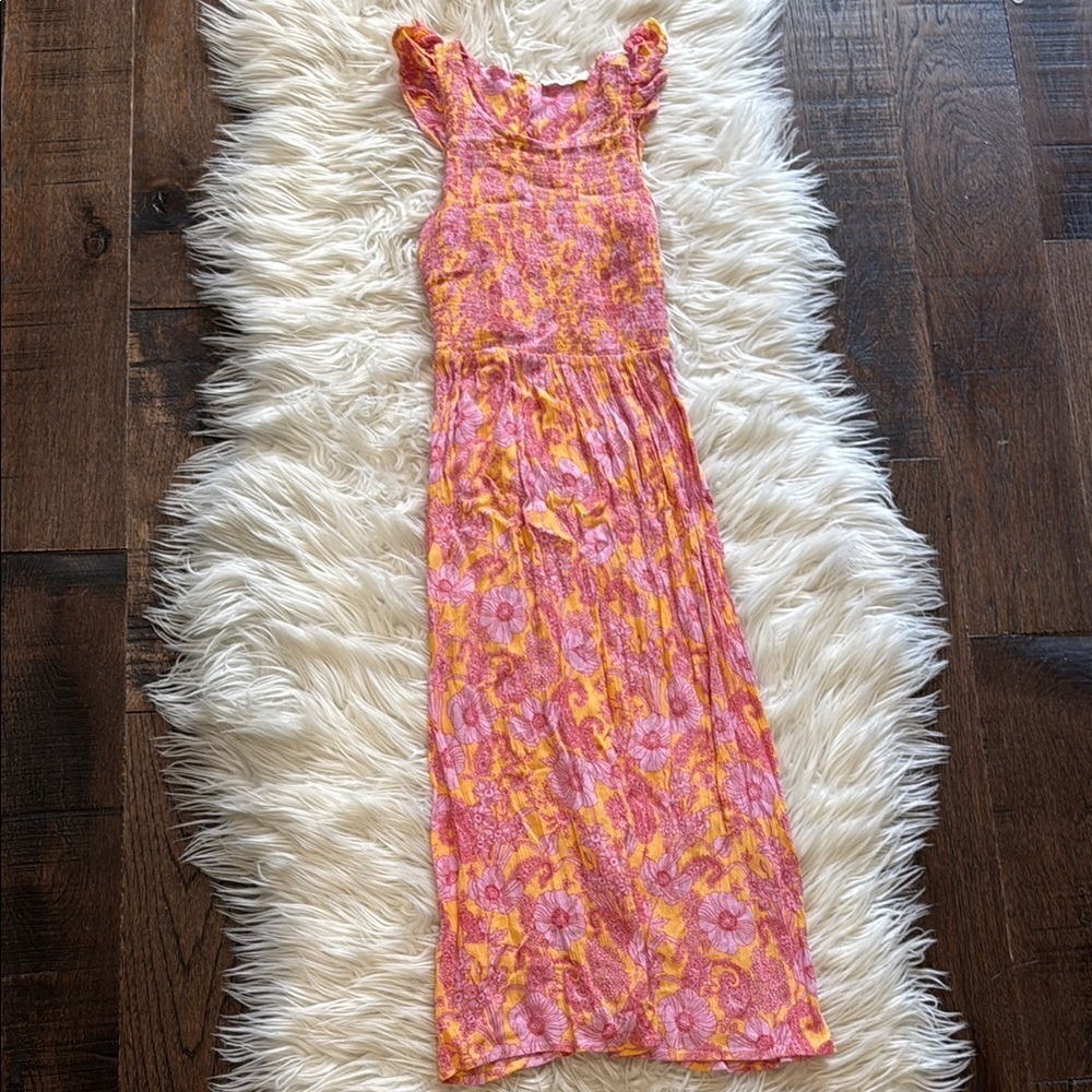 Floral Pink and Yellow Maxi Dress